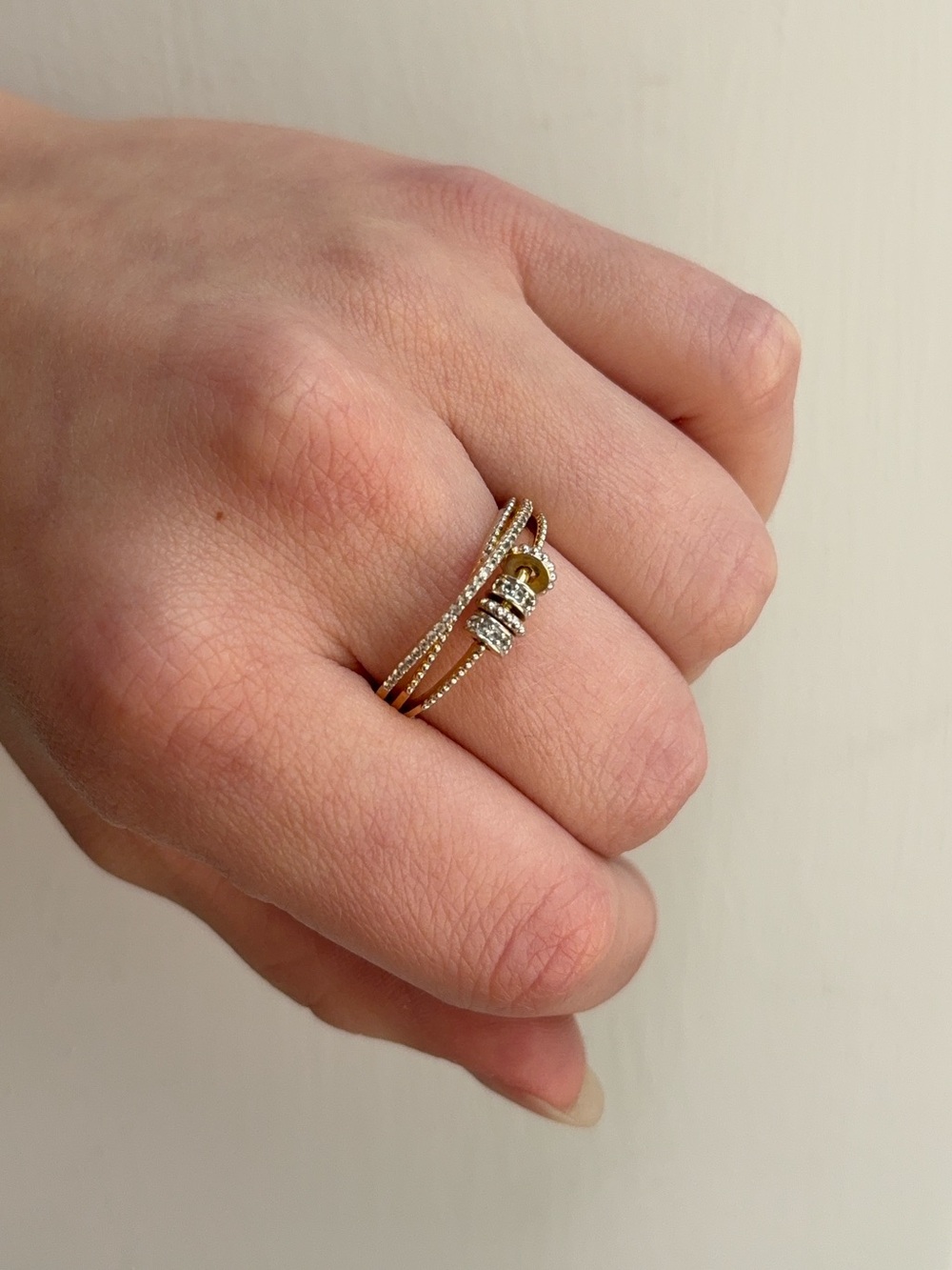 Gold Vermeil White Topaz Spinner Fidget Ring - Picture 4 of 8
